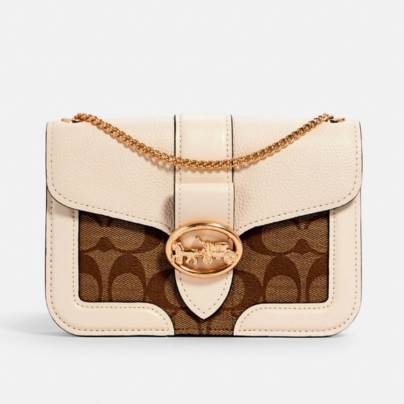 georgie crossbody in signature canvas with leopard print